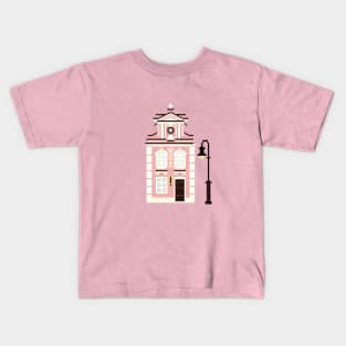 Cute Pink Building Pixel Art Kids T-Shirt